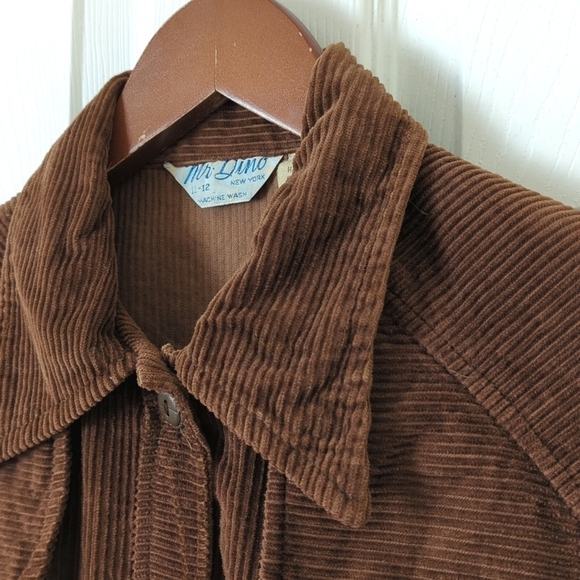 Mr. Dino 70's Vintage Wide Wale Corduroy Button Down Shirt Shacket Brown 12 - Picture 3 of 12